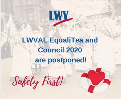 Facebook post - LWVAL Council postponed - screenshot